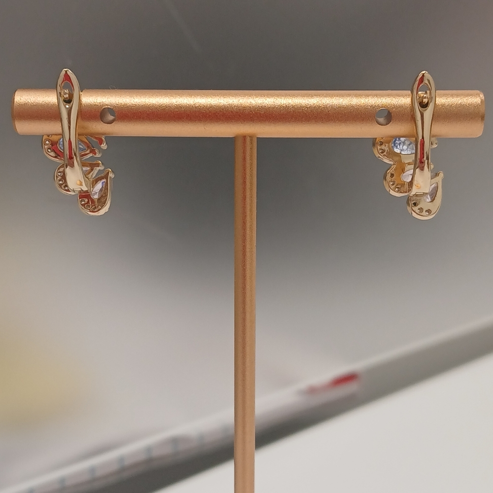 New 18k Gold Plated Blue & Pink Butterfly Huggie Earrings Pretty Bird Giftable - Picture 4 of 6